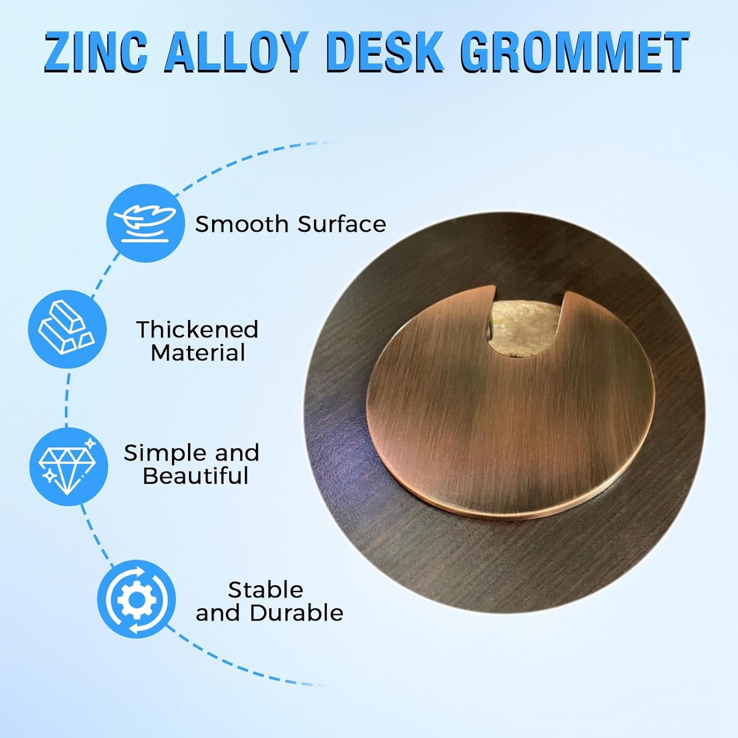 Desk Grommet 1-3/8" (35 mm), Desk Cord Hole Cover, Cable Grommet Metal Zinc Alloy Materilal, Desk Hole Grommet for Office and Home Table Cable, Detachable Cable Cord Organizer (Flat Black 2 Pcs)