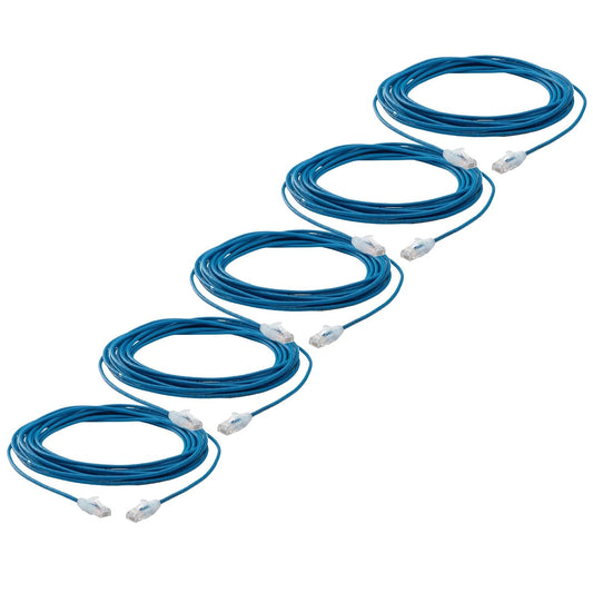 TRUECABLE Cat6 Component Rated Patch Cable, Unshielded (U/UTP), 25ft, Blue, 28AWG Solid Copper, Snagless 10G High-Speed Ethernet Cable, PoE++ 4PPoE 100W, UL Listed, RoHS-3, 5 Pack