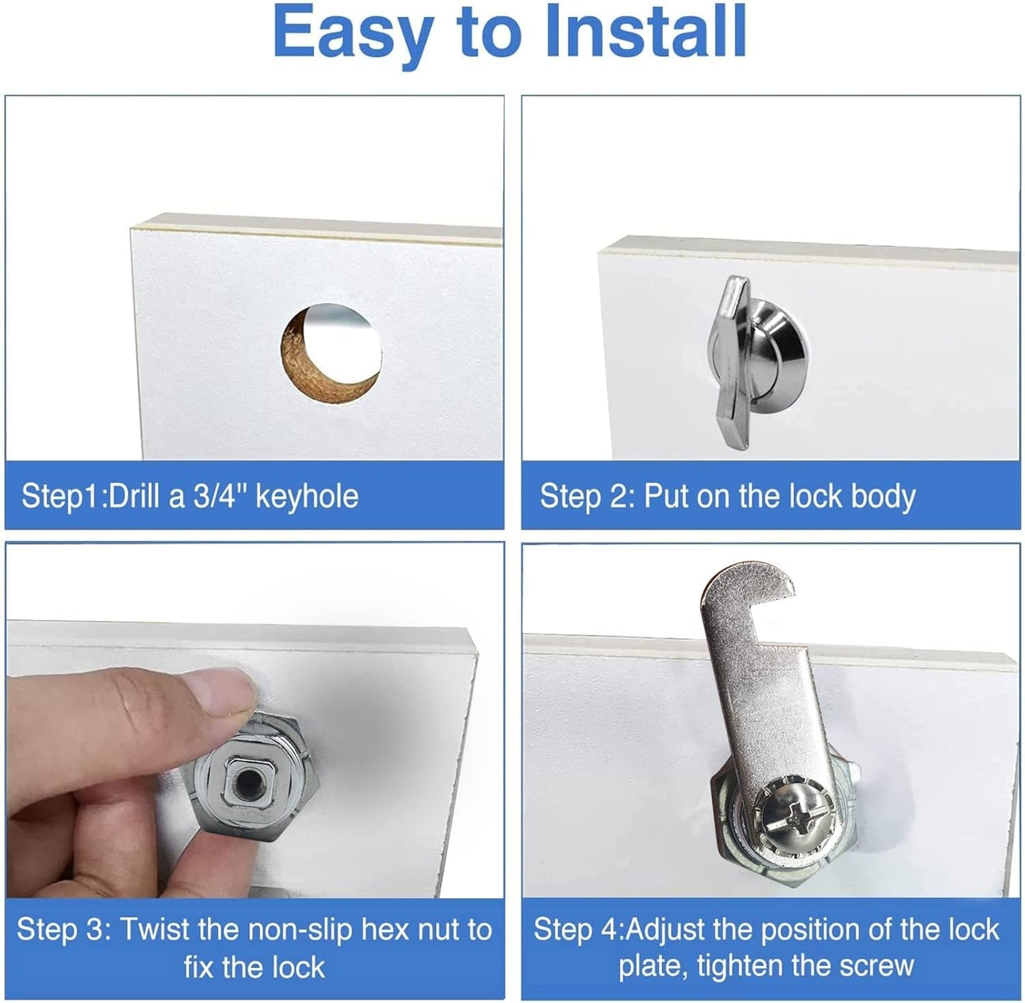 Thumb Operated Offset Cam Lock, 1" Cylinder Fits on 0.7" Max Door Thickness, Non-Locking Replacement Lock for RV Compartment Camper Storage, Cabinets,Drawers (1 Inch 3Pack) Silver