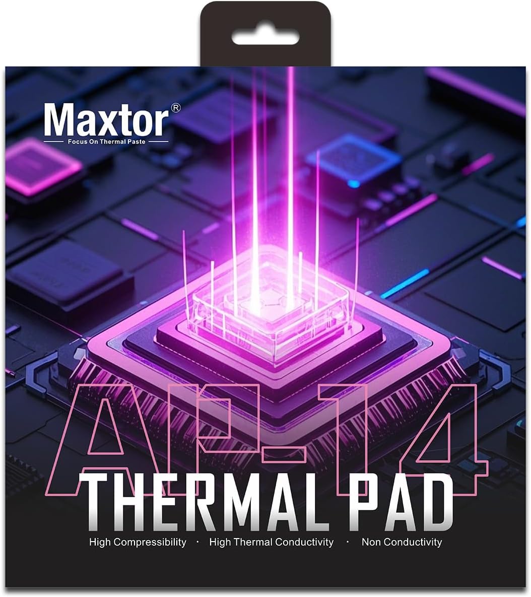 Maxtor Thermal Pad 16.8 W/mK,Thermal Pads for GPU/CPU/LED/Cooler,Excellent Heat Conduction，High Temperature Resistance (120x120x1.5mm（1pcs）)
