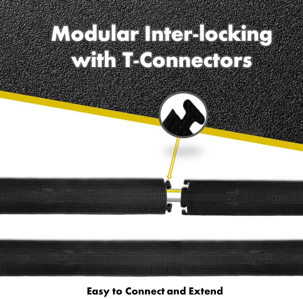 Kable Kontrol Drop Over Floor Cord Cover – 60” Inch Long 1 Channel Cable or Wire Protector – 140 Pcs Bulk Pack - Rubber Ramp for Indoor and Outdoor Use – Yellow