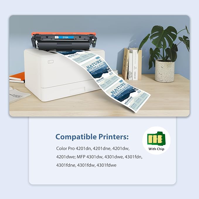 210A Toner Cartridges 4 Pack Color Laser Jet Pro MFP 4301fdw Compatible for HP Color Laser Pro 4201dw 4201dn MFP 4301fdn 4301fdw 4301dw Printer for HP 210A 210X Toner Cartridges High Yield(BK/Y/M/C)