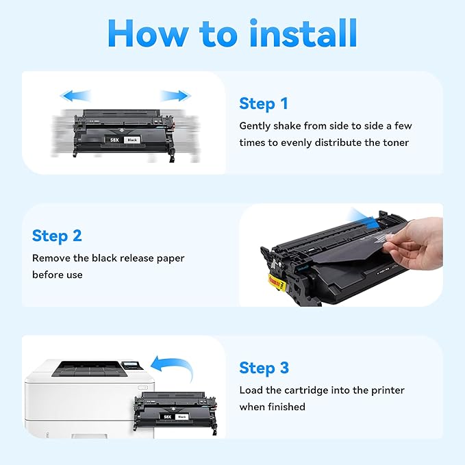 58X Toner Cartridge Black CF258X Toner Compatible with HP 58X 58A CF258X CF258A CF258 Ink Cartridge with Chip for Laserjet MFP M428fdw M428dw M428fdn Pro M404n M404dn M404dw M404 Printer(2 Pack)
