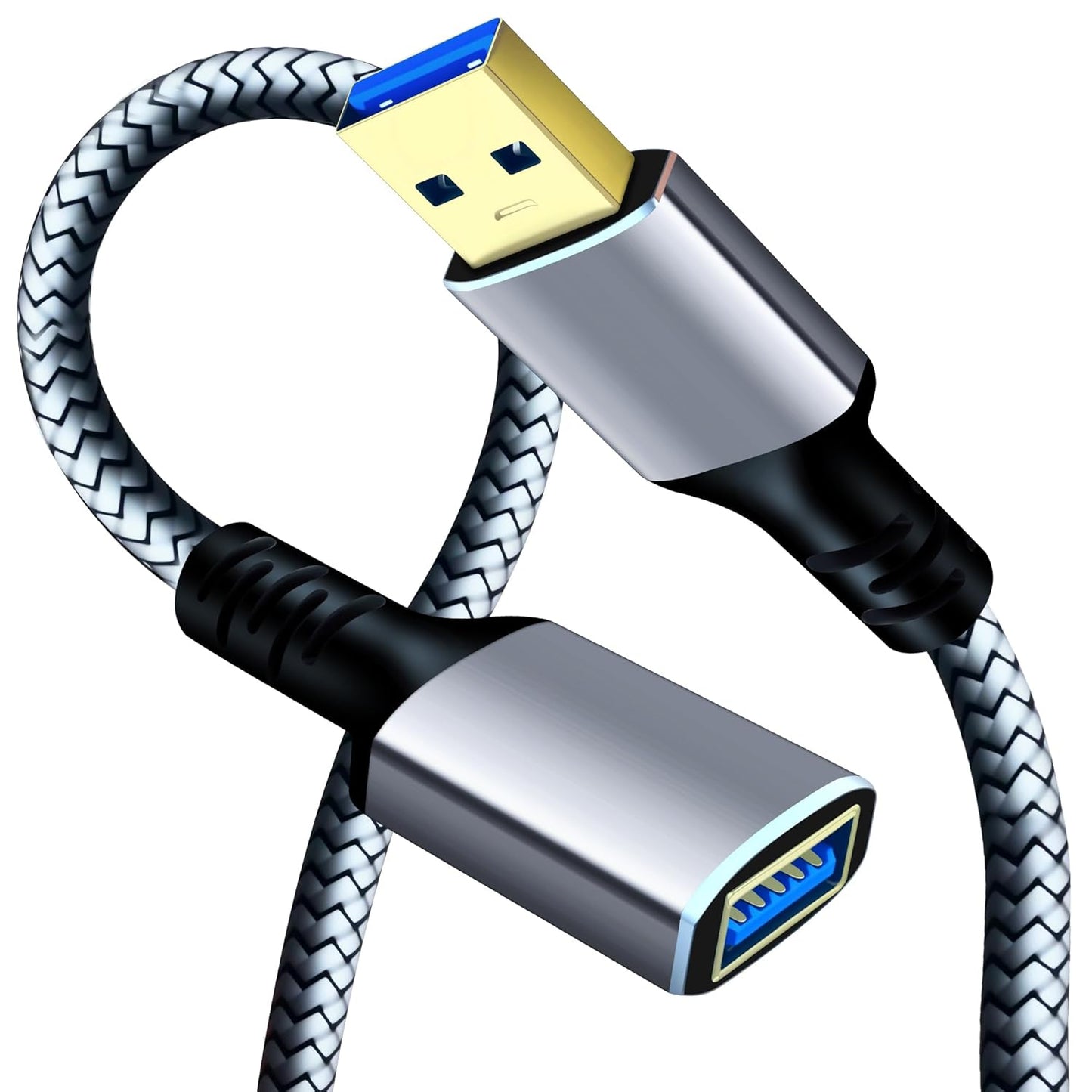 Tan QY USB 3.0 Extension Cable 3Ft, USB 3.0 High Speed Extender Cord Type A Male to A Female for PlayStation, Xbox, USB Flash Drive, Hard Drive, Card Reader,Scanner,Printer,Keyboard (Silver, 3Ft)