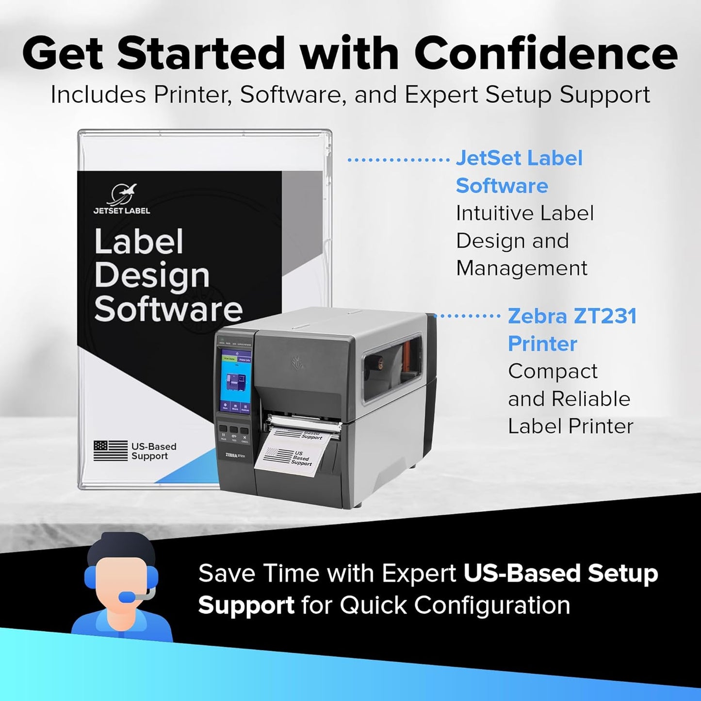 Zebra ZT231 (Zebra ZT230 Replacement) | Thermal Transfer & Direct Thermal 203 DPI | ZT23142-T01000FZ | USB, Serial, Ethernet, Bluetooth Connectivity, Tear Bar