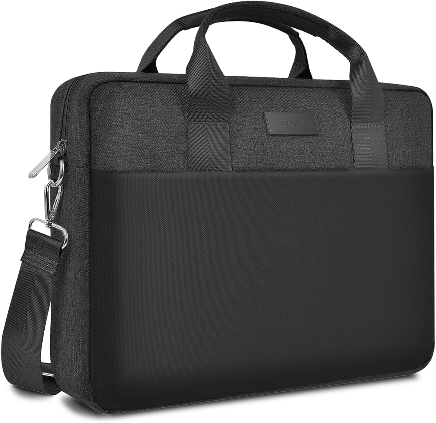 WIWU 14 Inch Laptop Bag for Men Women, Water-Resistant Laptop Case with Shoulder Strap Messenger Work Bag for Business Travel Compatible with MacBook Air Pro/Dell XPS/HP Envy/Microsoft Surface(Black)