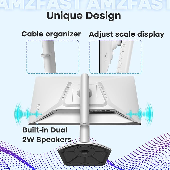 Amzfast 24 Inch Gaming Monitor 180Hz QHD 2k 2560 ×1440p Monitor, 1ms G-SYNC Compatible,Built-in Speakers,96% DCI-P3,Height Adjustable, VESA Mount, IPS Monitor with HDMI 2.0 x 2 & DP 1.4 x 2, AMZG24F6Q