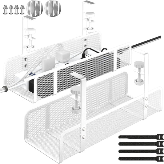 Under Desk Cable Management Tray, Wire Management Desk Cable Organizer Cable Management Box, Cord Organizer Storage for Office, Home