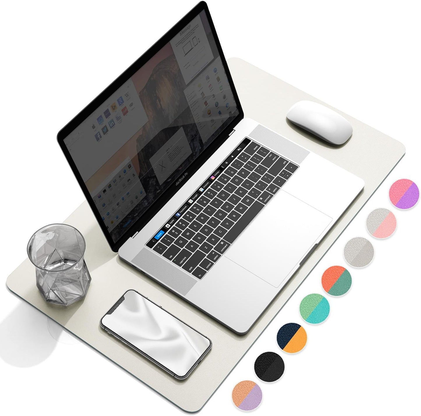 YSAGi Multifunctional Office Desk Pad, Ultra Thin Waterproof PU Leather Mouse Pad, Dual Use Desk Writing Mat for Office/Home (23.6" x 13.7", Grey)
