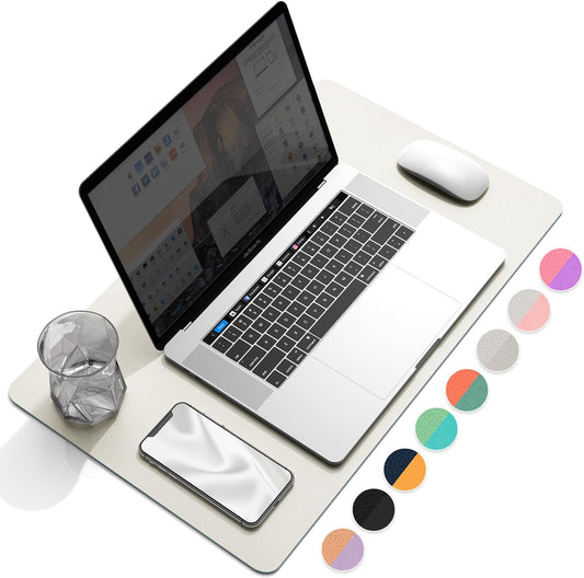 YSAGi Multifunctional Office Desk Pad, Ultra Thin Waterproof PU Leather Mouse Pad, Dual Use Desk Writing Mat for Office/Home (23.6" x 13.7", Grey)
