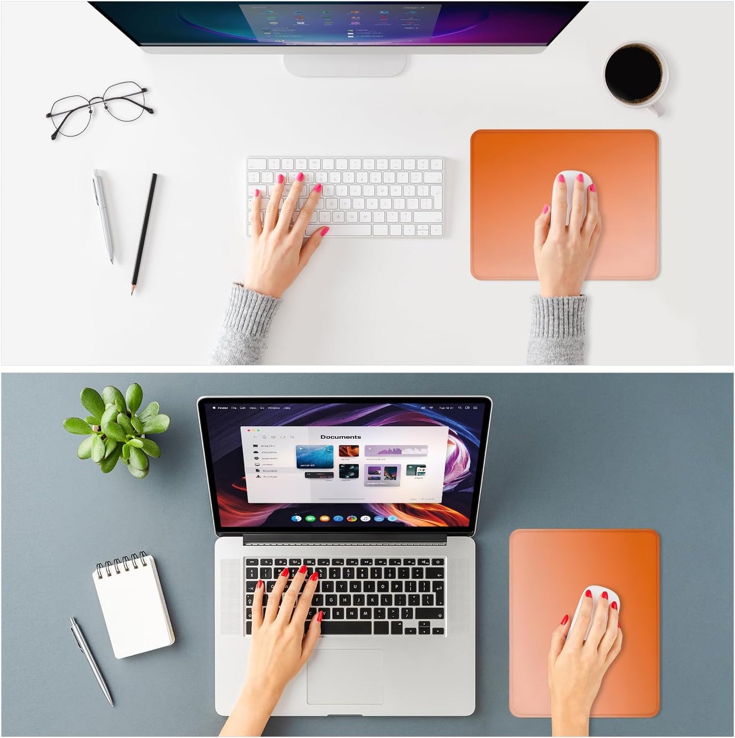 ITNRSIIET Mouse Pad Non-Slip Rubber Base Smooth Surface Stitched Edges Waterproof Durable Compatible with All Mice for Office & Gaming, Desk Accessory, 10.2x8.3x0.12 inch, Sunset Gradient