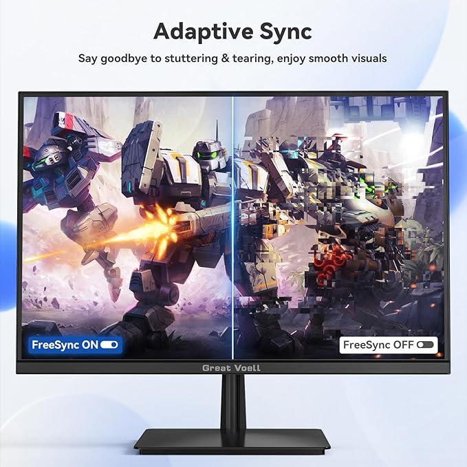 23.8 Inch Gaming Monitor, 75Hz/FHD(1920 * 1080) 1K Computer Monitor, Support HDMI/VGA Display, FreeSync, 99% sRGB, 1500:1 Contrast Ratio for Home Office & Gaming-Wall Mountable