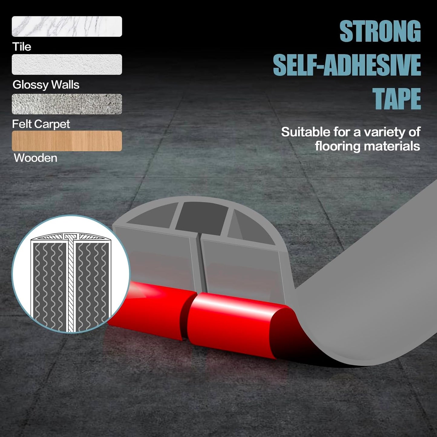 Floor Cord Cover Self Adhesive Cord Hider,3.3FT Cable Management, Extension Strip Protector for Wires, Prevent Cable Trips for Offices, Gyms, Exhibitions Cavity:0.51"(W) x 0.3"(H) Gray