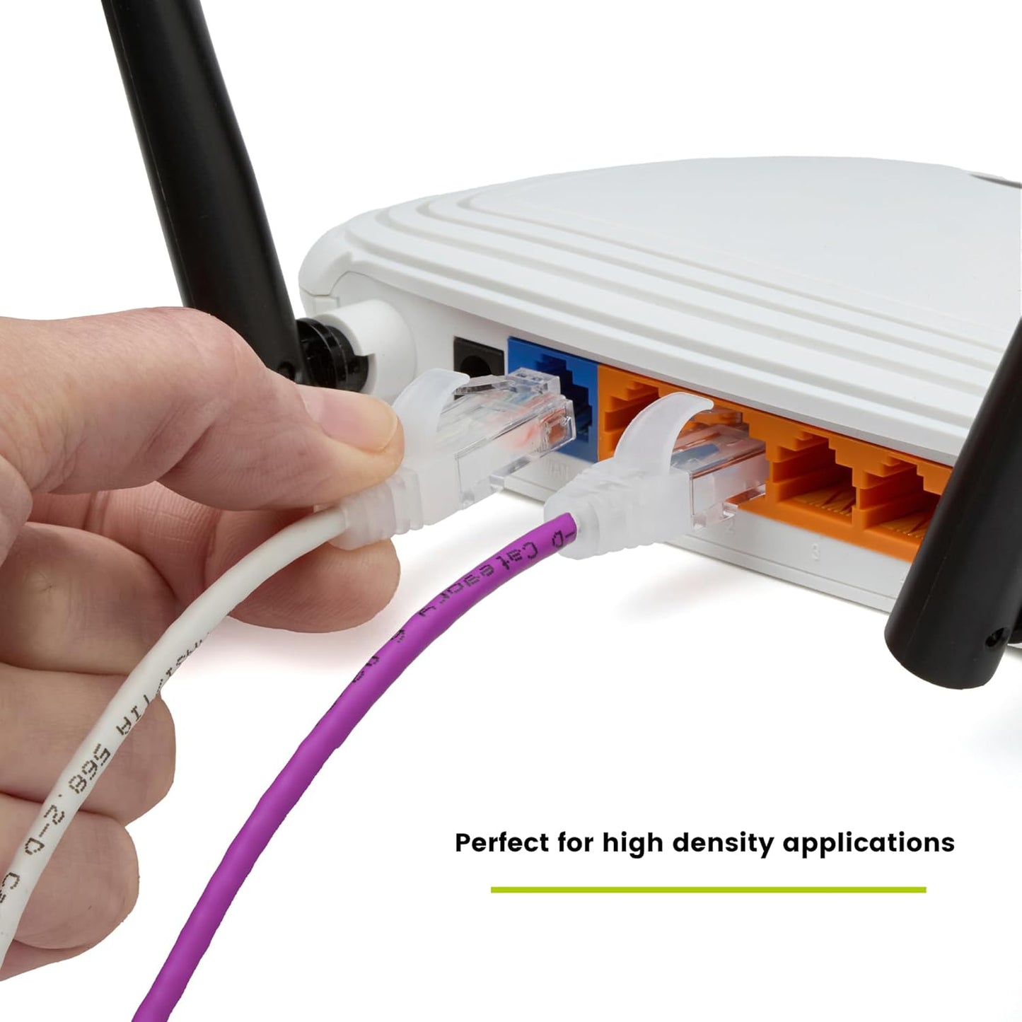 TRUECABLE Cat6 Component Rated Patch Cable, Unshielded (U/UTP), 14ft, Purple, 28AWG Solid Copper, Snagless 10G High-Speed Ethernet Cable, PoE++ 4PPoE 100W, UL Listed, RoHS-3, 1 Pack