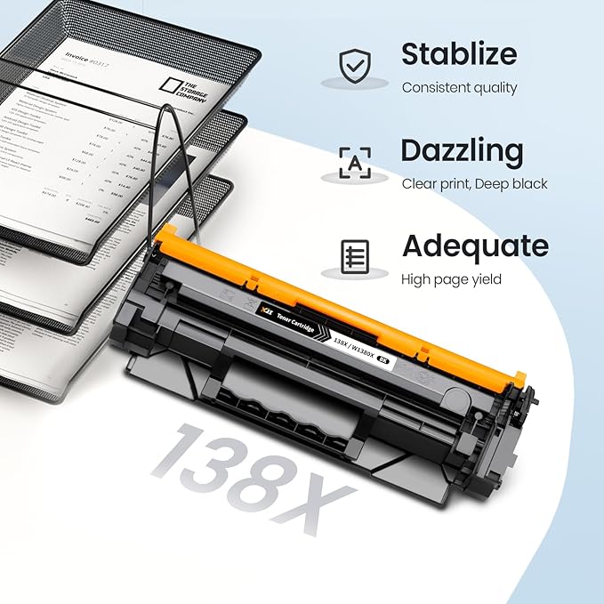 XJI 138X(with Chip) High Yield 2 Pack Compatible Toner Cartridges Replacement for HP 138 X A W1380X 138A W1380A Ink, for Laser Jet Pro 3001dn 3001dw MFP 3101fdn 3101fdw 3101sdw Printer Black