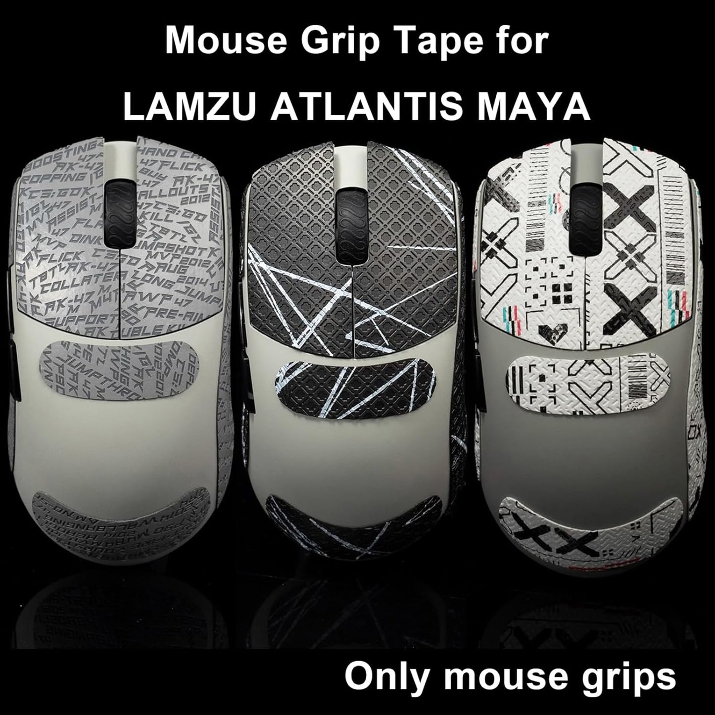Grip Tape for Lamzu Atlantis Maya - Anti-Slip,Enhanced Control, Sweat Resistance,Improves FPS Gaming Grip & Mouse Protection [Pre-Cut] CS Blue 0.3mm