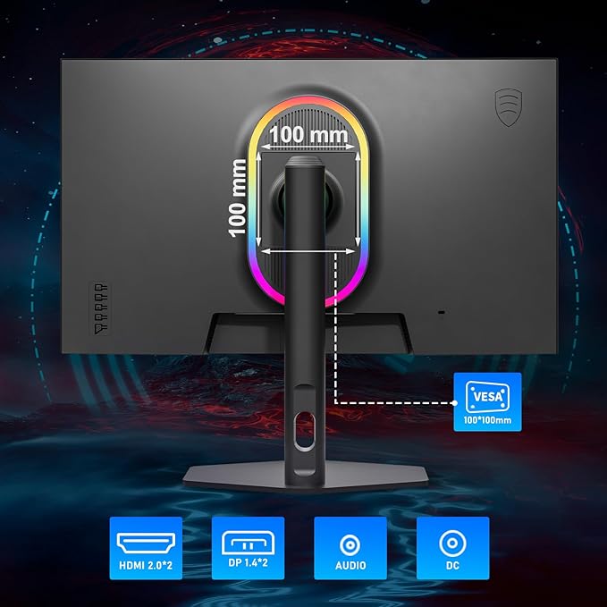 27 inch Gaming Monitor 380Hz, FHD 1080P, 0.5ms Frameless, Ultra Slim Computer Monitor, Height/Pivot/Swivel/Tilt Adjustable Vertical Monitor, Support FreeSync, VESA, DP*2, HDMI*2