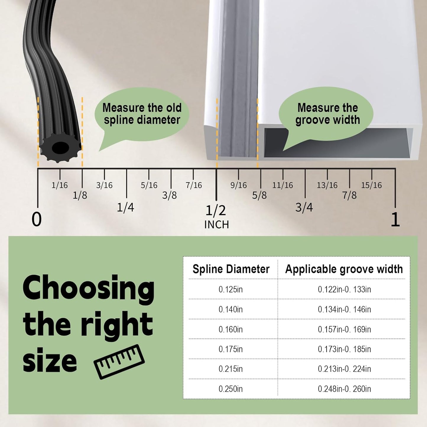 FLYZZZ Screen Spline 0.170" x 25' Spline for Window Screen Door Repair, Round，Black，Suitable for Regular Groove Width 0.173''-0.185''
