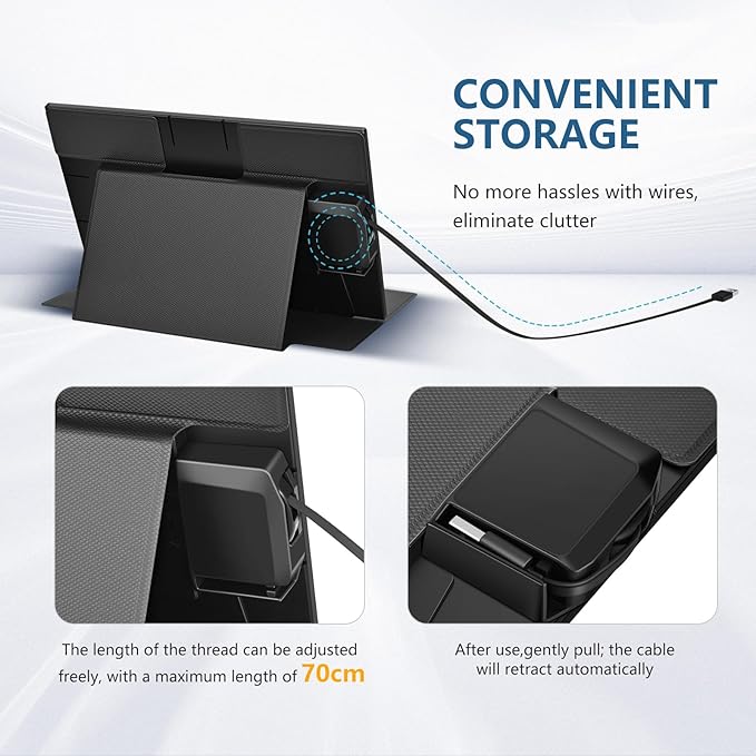 G-STORY Portable Monitor 14 Inch FHD 1080P IPS USB-C,USB-A Laptop Monitor with Adjustable and Hidden Cable Design，Extender Display with Smart Cover for Laptop PC MAC Perfect for Travel