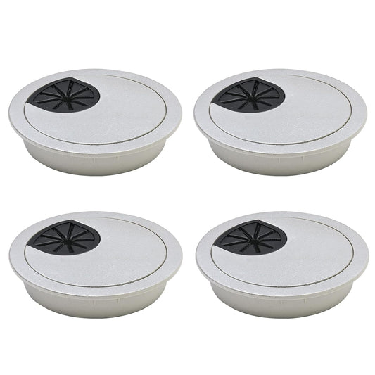Desk Grommet 3-1/8" (80 mm), Desk Cord Hole Cover, Cable Grommet ABS Plastic, Desk Hole Grommet for Office and Home Table Cable, Detachable Cable Cord Organizer (Silver Sand 4 Pcs)