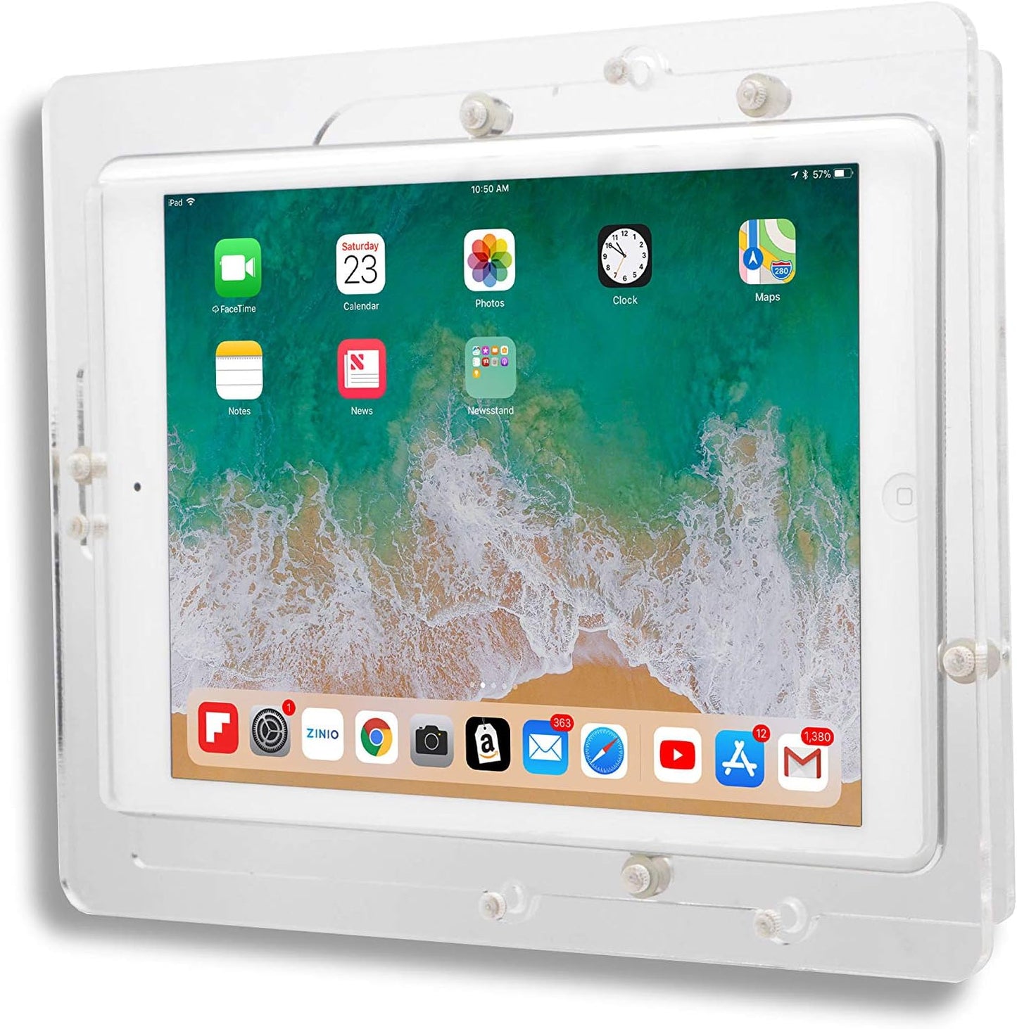 TABcare Anti-Theft Acrylic VESA Enclosure for Apple iPad Mini 4/5 8" with Free Wall Mount Kit & 90-Degree Angle Charge Cable (iPad Mini 4/5 8", Clear)