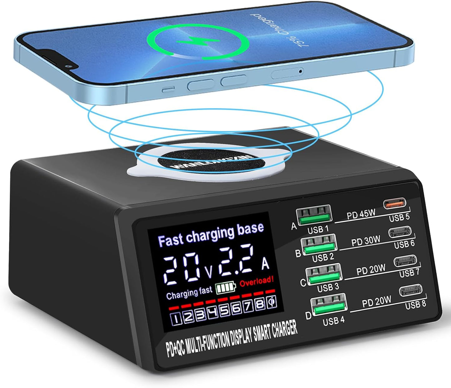 100W 8Port USB Charging Station for Multiple Devices - Multi USB Charger Station