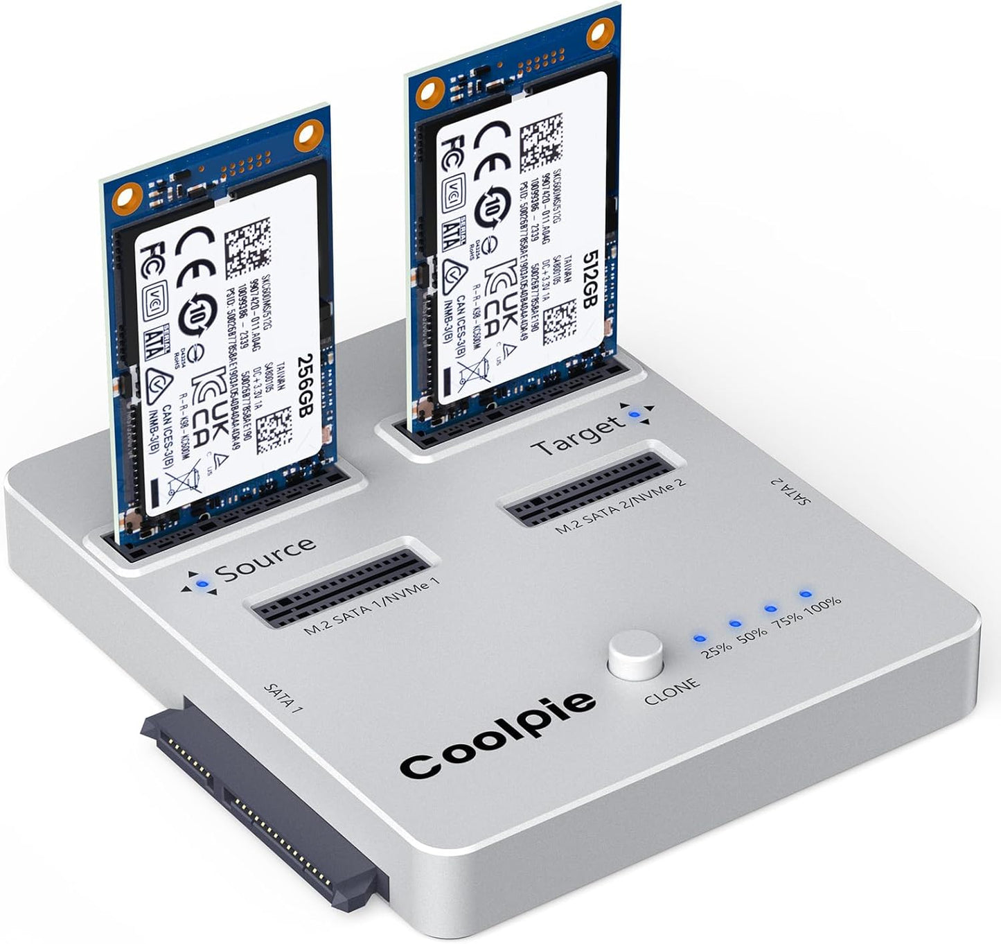CR311 3-in-1 SSD Cloner, USB3.2 Gen2*2 M.2 Reader, Supports M.2 NVMe/SATA, SATA 2.5''/3.5'' HDD
