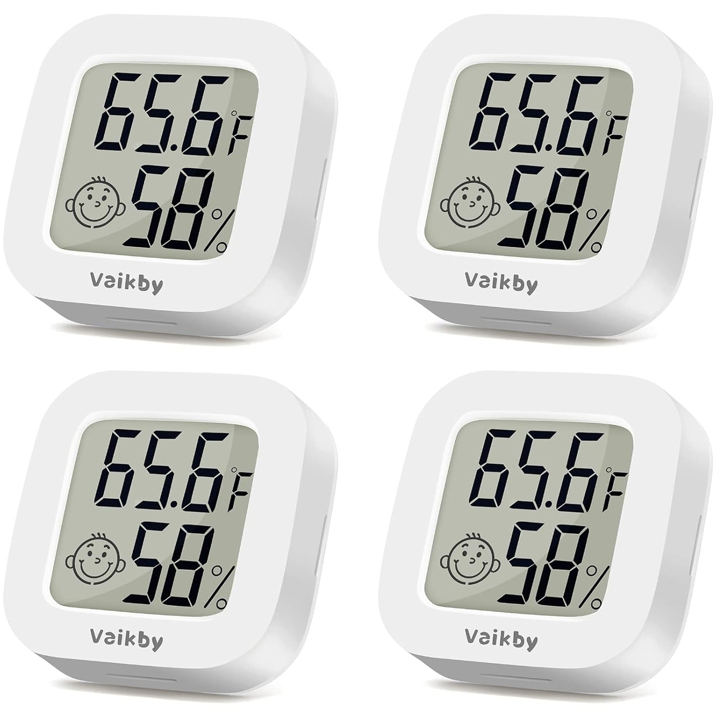 Vaikby Indoor Thermometer 4Pack, Humidity Gauge Meter Digital Hygrometer Room Thermometer for Home, Hight Accurate Temperature and Humidity Monitor, Large LCD Display Fahrenheit or Celsius
