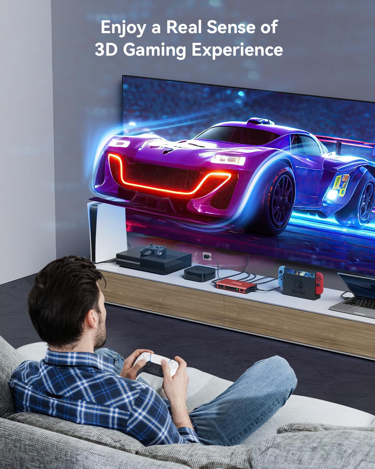 HDMI Switch 5 in 1 Out 4K@60Hz, GANA HDMI Splitter Switcher with Remote, Aluminum HDMI 2.0 Switch Box Hub for 3D, HDCP2.2, HDR, Compatible with Xbox, PS5/4/3,Fire Stick,Roku,Blu-Ray Player, Red