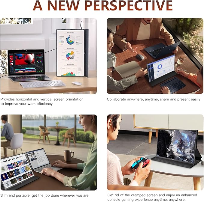 16 inch Portable Monitor 2560 * 1600 60HZ 350nits HDMI Portable Screen for Laptop Compatible with Windows, MacBook, Phone, Switch, Xbox & PS4/5 Gaming