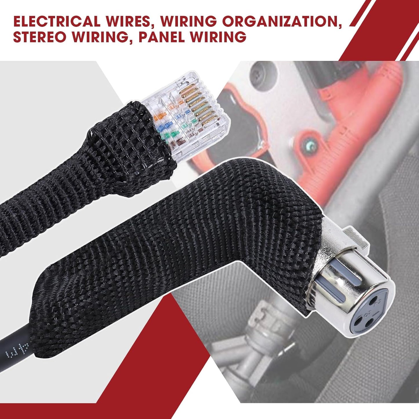 Heat Shrink Wire Loom 2:1 Shrinkable Braided Cable Sleeve 1/4 Inch ID-46ft Abrasion Protection Flexibility Fabric Wiring Harness Cover Sheath