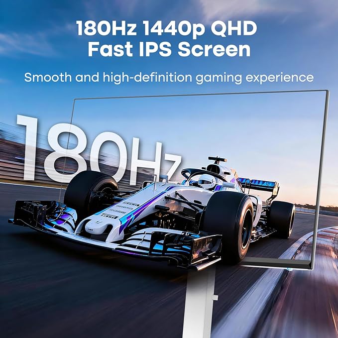 Amzfast 24 Inch Gaming Monitor 180Hz QHD 2k 2560 ×1440p Monitor, 1ms G-SYNC Compatible,Built-in Speakers,96% DCI-P3,Height Adjustable, VESA Mount, IPS Monitor with HDMI 2.0 x 2 & DP 1.4 x 2, AMZG24F6Q