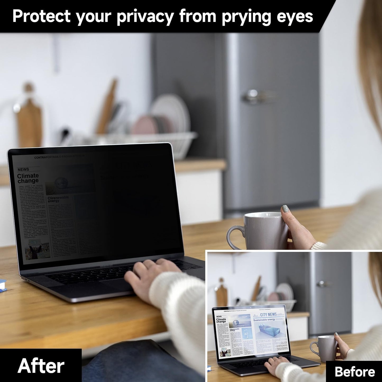 2-Pack Privacy Screen Protector for MacBook Air 13.6 Inch (2022-2025, M2, M3, M4) – Matte Laptop Privacy Screen Anti Blue Light Glare Filter for Models A2681 A3113 A3240