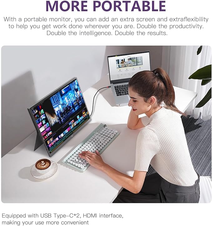 FMC Portable Monitor Compatible with Windows, MacBook, Phone, Switch, Xbox & PS5 Portable Gaming External (15.6-250NITS)