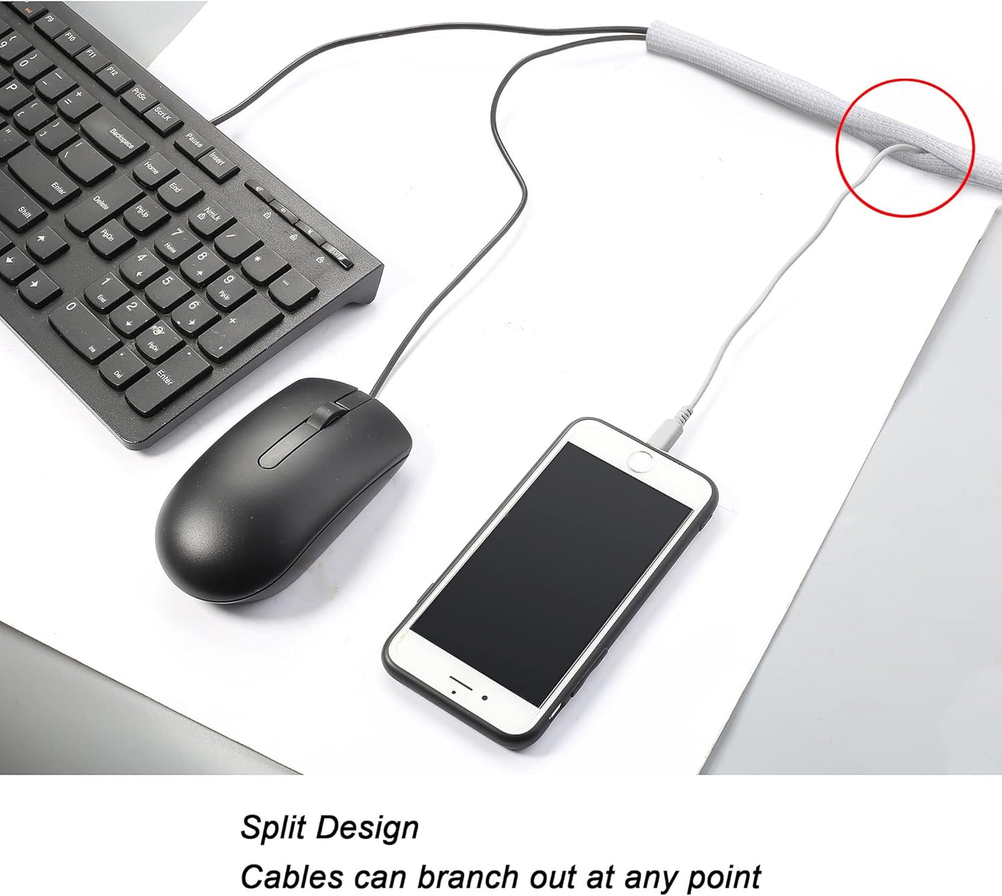 CrocSee 10ft - 1.25 inch Braided Cable Management Sleeve Cord Protector - Self-Wrapping Split Wire Loom for TV/Computer/Home Theater/Engine Bay - White