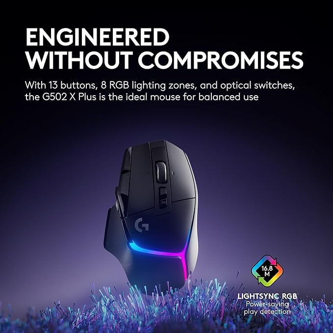 Logitech G502 X Plus Lightspeed Wireless Gaming Mouse + Powerplay 2 Wireless Charging Mouse Pad Bundle - Black