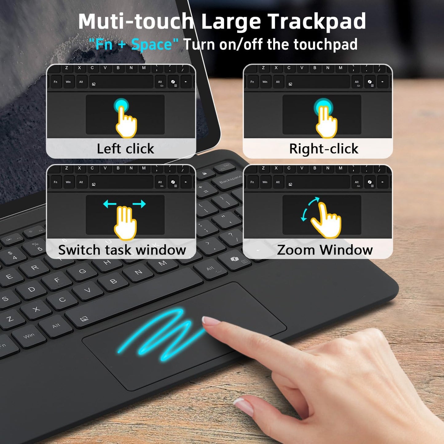 Magnetic Bluetooth Keyboard Cover for Surface Pro 12" 1st 12 inch Laptop Released in 2025 with Backlit (Dark Grey)