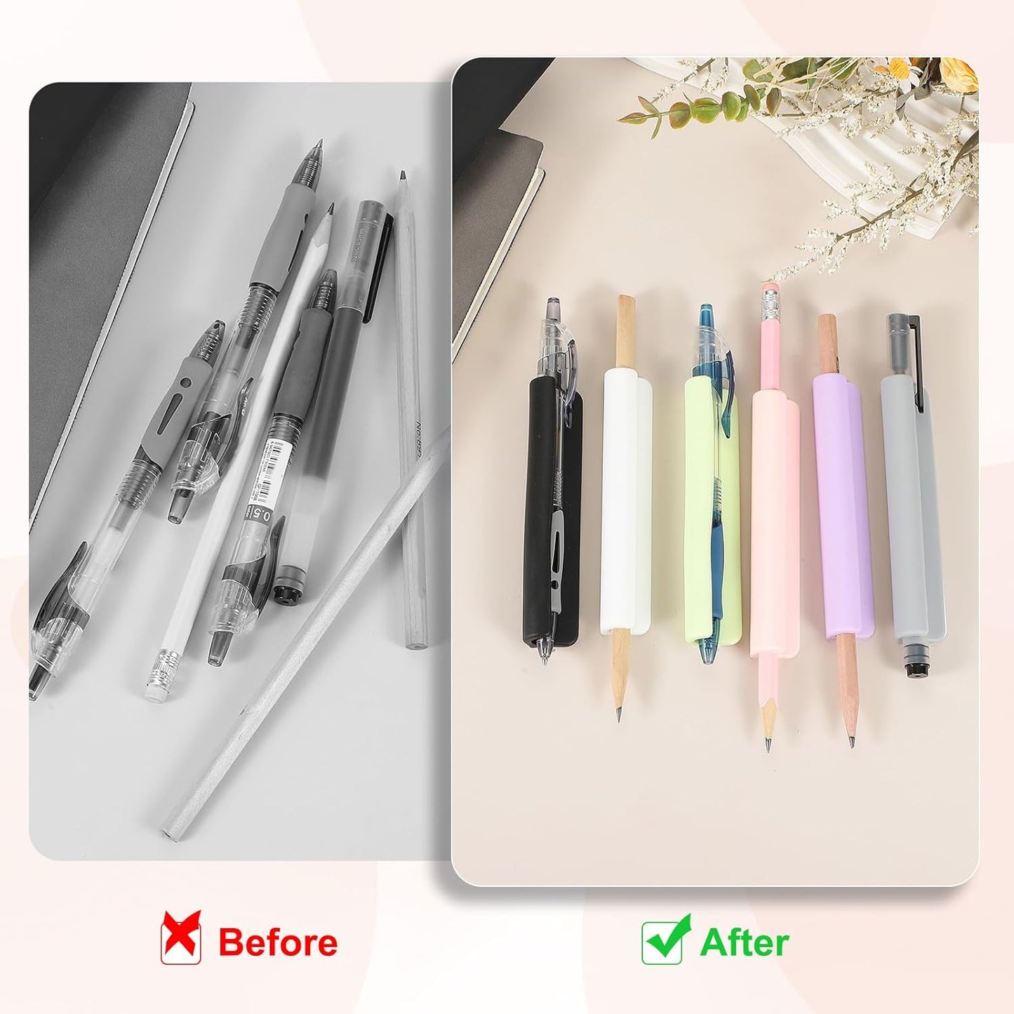 PATIKIL 2 Pcs Adhesive Pencil Holders, 105mm Long Universal Pencil Clip Silicone Pen Holder Office Pen Organizer for Desk Wall Clipboard Notebook Tablet Case Stylus, Purple