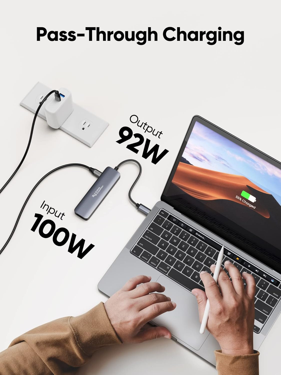 USB C Hub, CableCreation 5-in-1 USB C to HDMI Multiport Adapter, 100W PD, 3 USB 3.0 Ports for MacBook Pro, MacBook Air M1/M2, iPad Pro, Surface Pro, XPS