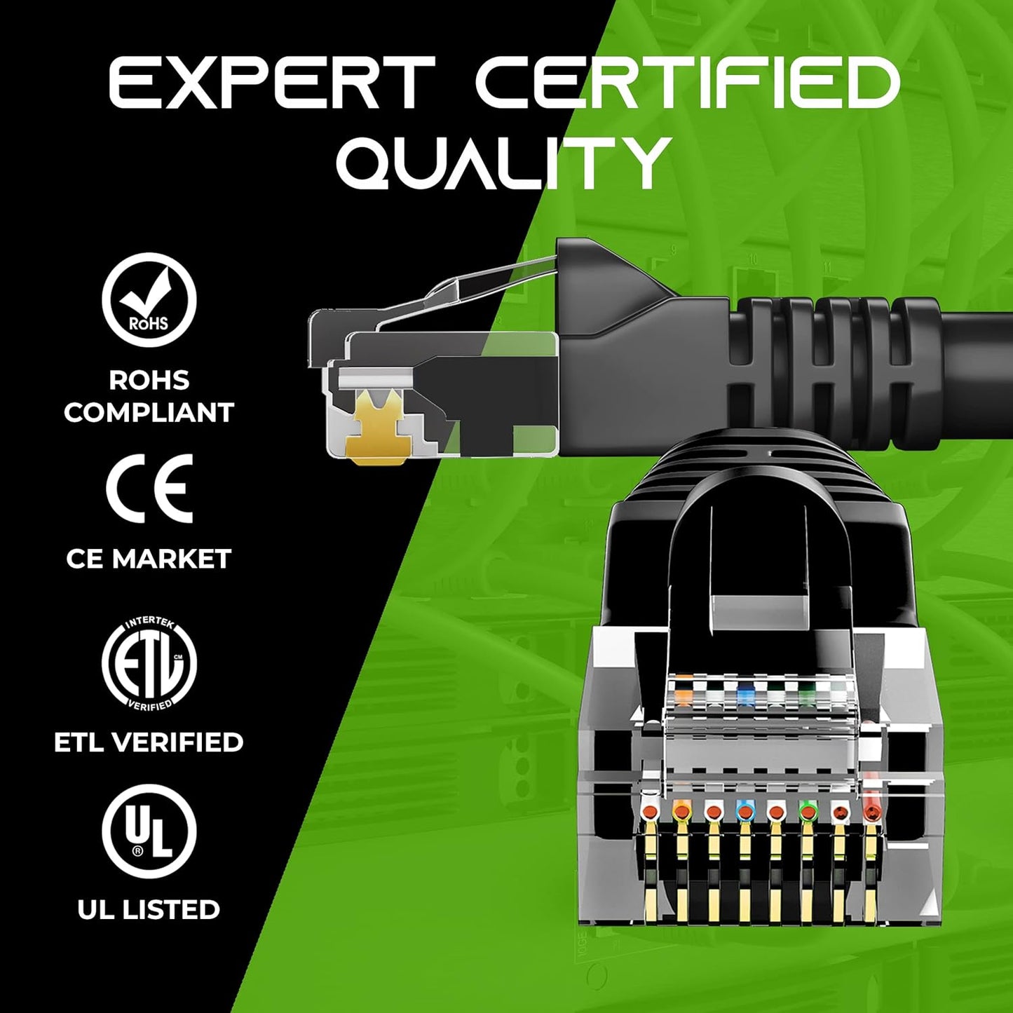 GearIt 24-Pack, Cat5e Ethernet Patch Cable 2 Feet - Snagless RJ45 Computer LAN Network Cord, Black