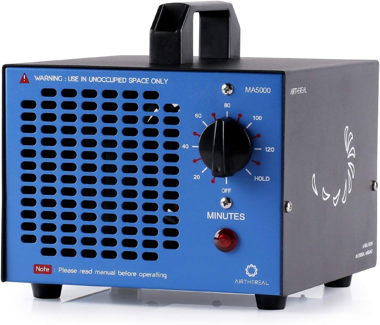 Airthereal MA5000 Commercial Ozone Generator, High Capacity Ozone Machine Odor Removal - Home Air Ionizers O3 Deodorizer for Rooms, Smoke, Cars and Pets, Eliminate Odors up to 2000sq.ft., Blue