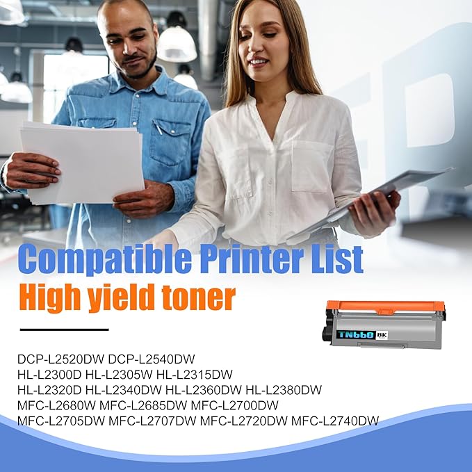 2-Pack tn660 tn 660 Toner Cartridge, Replacement for Brother tn660 tn-660 for HL-L2380DW L2300D L2305W L2315DW L2320D L2360DW MFC-L2740DW L2680W L2700DW L2705DW L2720DW DCP-L2520DW Printer