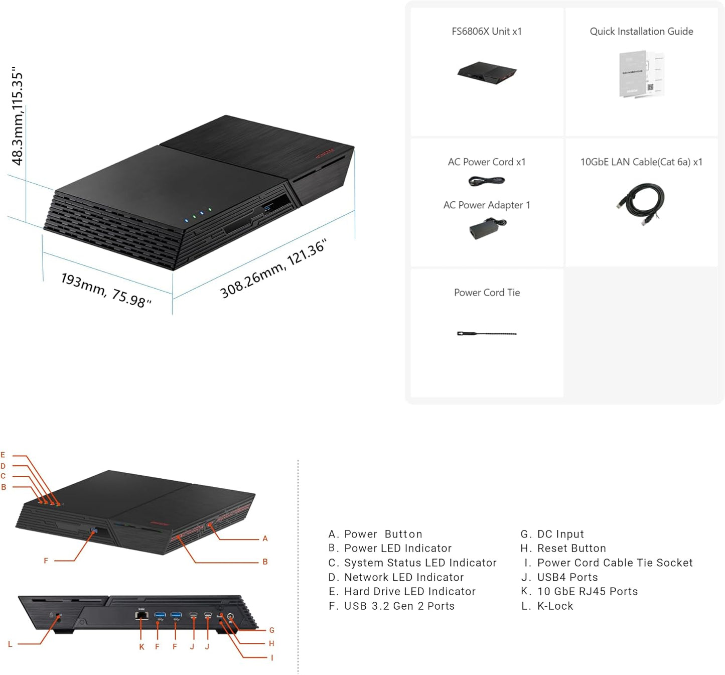 Asustor FLASHSTOR 6 Gen2 FS6806X, 6 Bay All M.2 SSD NAS, AMD Ryzen Quad-Core 2.3GHz, 8GB RAM DDR5, 10GbE Port, USB4 Type-C, Network Attached Storage for Video & Content Creators (Diskless)