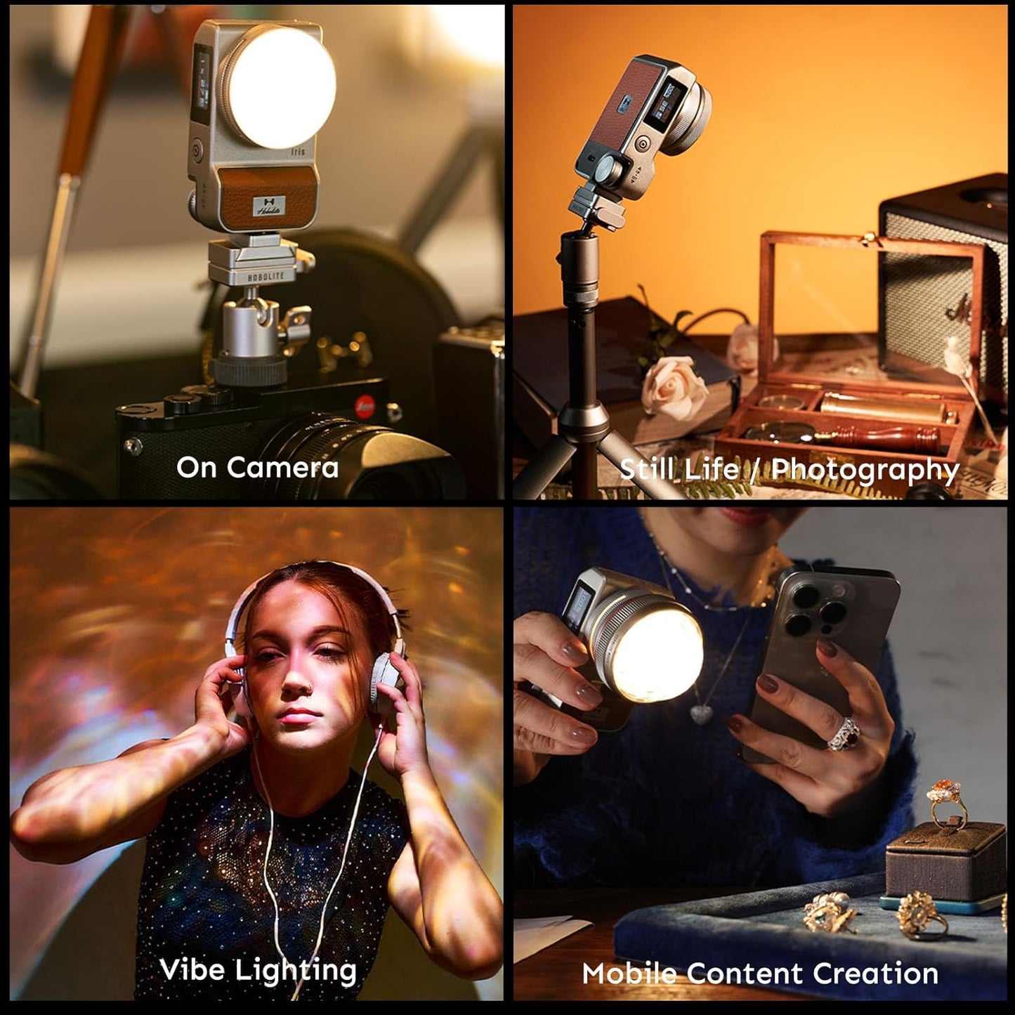 Iris Portable LED Photography Light Kit with LCD Display, App Control, CRI/TLCI 96+, 2700-6500K Bi-Color Indoor/Outdoor Lighting for Content Creators, Jungle Edition, 5W