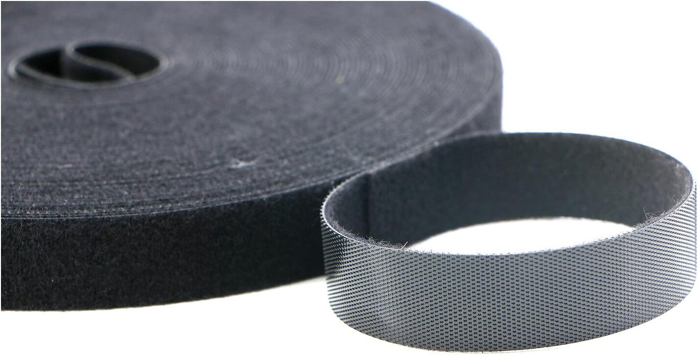 Reusable Fastening Tape Cable Ties 3/4 Inch Double Side Hook Roll (25 Yard, Black Upgraded Version)