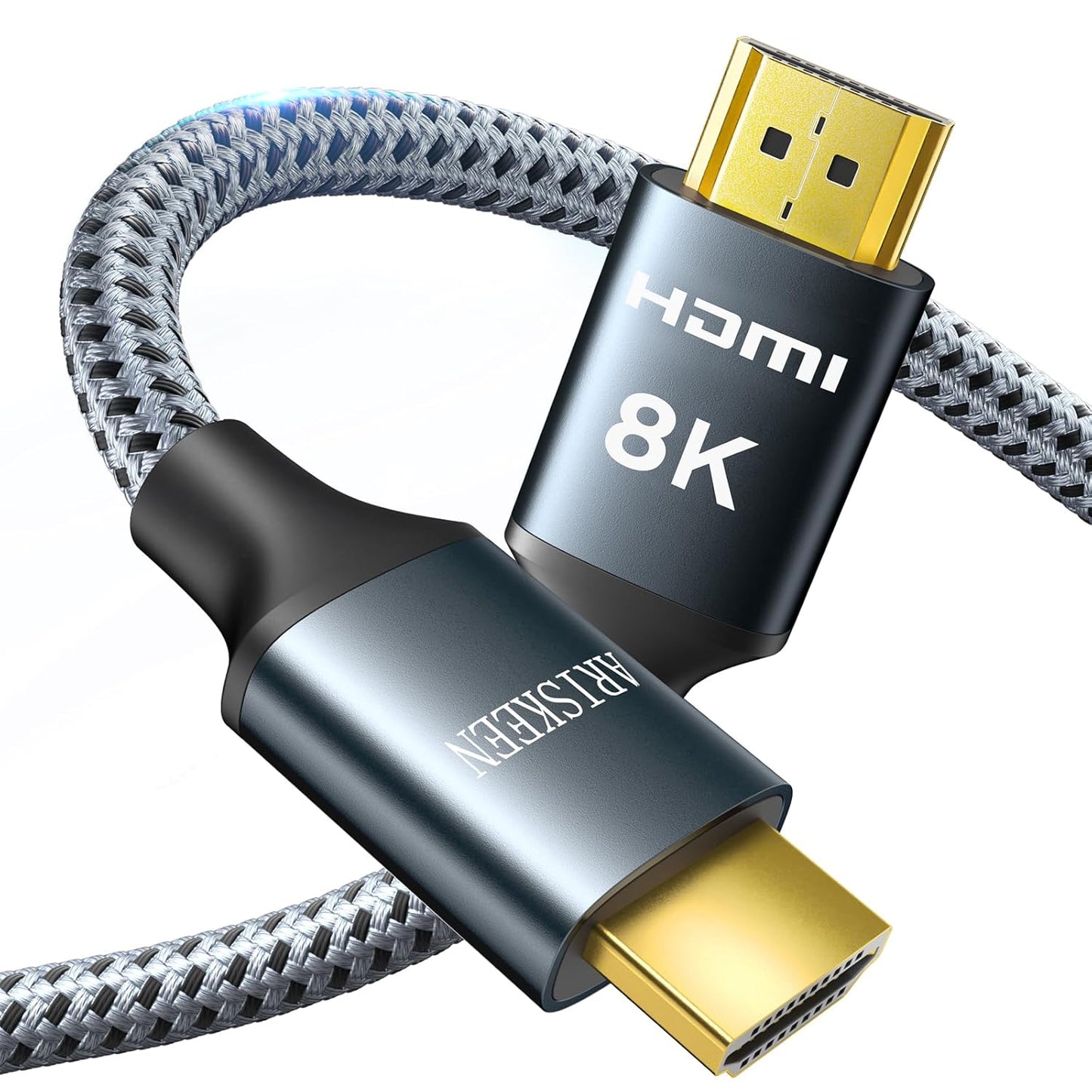 ARISKEEN 8K HDMI Cable 7 FT, 48Gbps High Speed HDMI 2.1 Cable, 8K 60Hz, 4K 120Hz 144Hz Braided HDMI Cord - 7 Feet