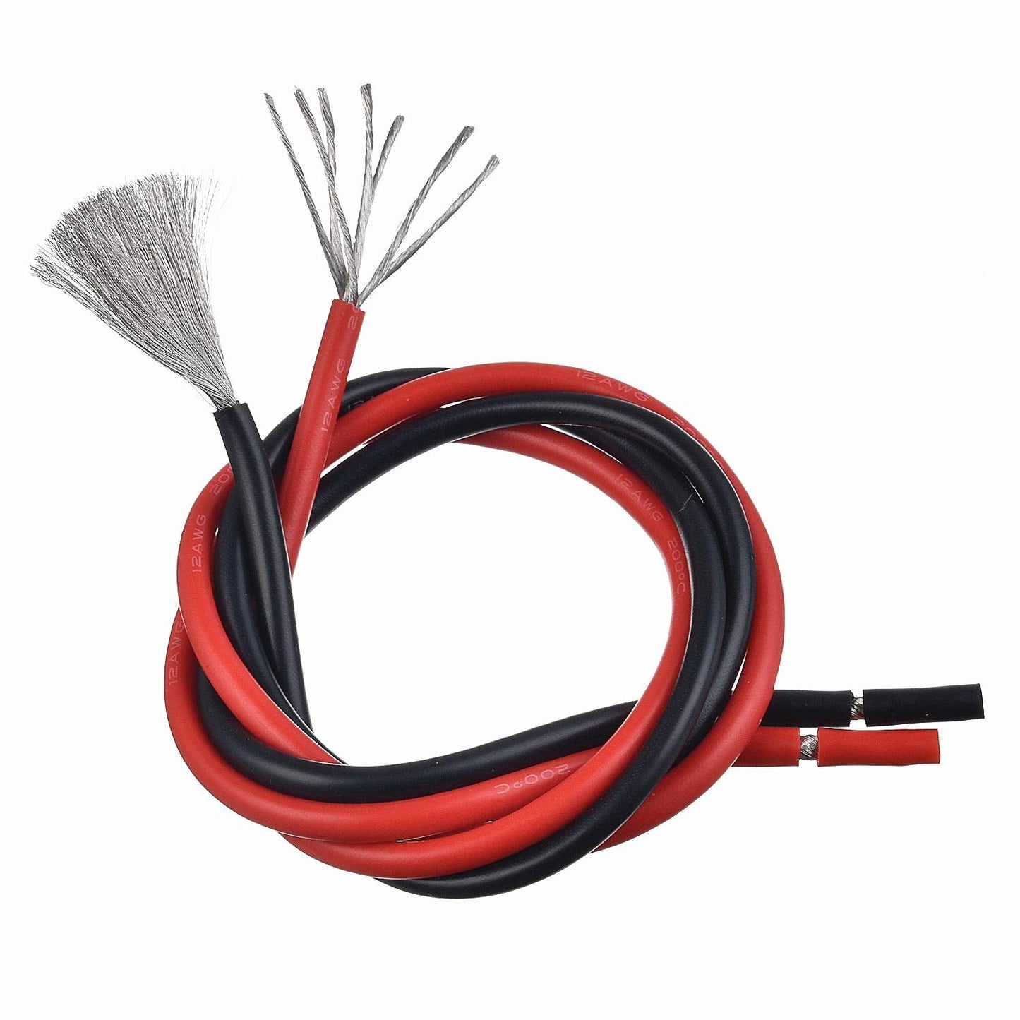 BOJACK 12 Gauge Silicone Wire 10 feet red and 10 feet Black Flexible 12 AWG Stranded Copper Wire(Pack of 1 Pair)