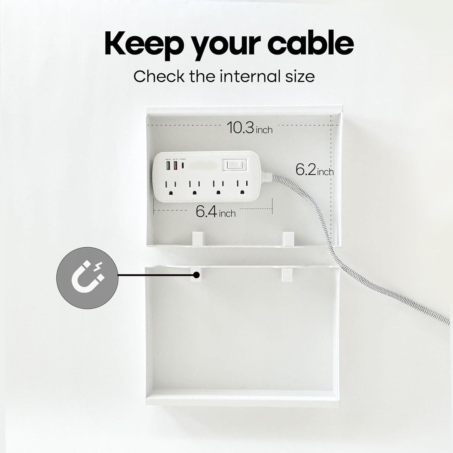 Book Shape Decorative Cable Management Box - Expandable Cable Organizer Box with Magnetic Closure for Home & Office (Serif, Standard)