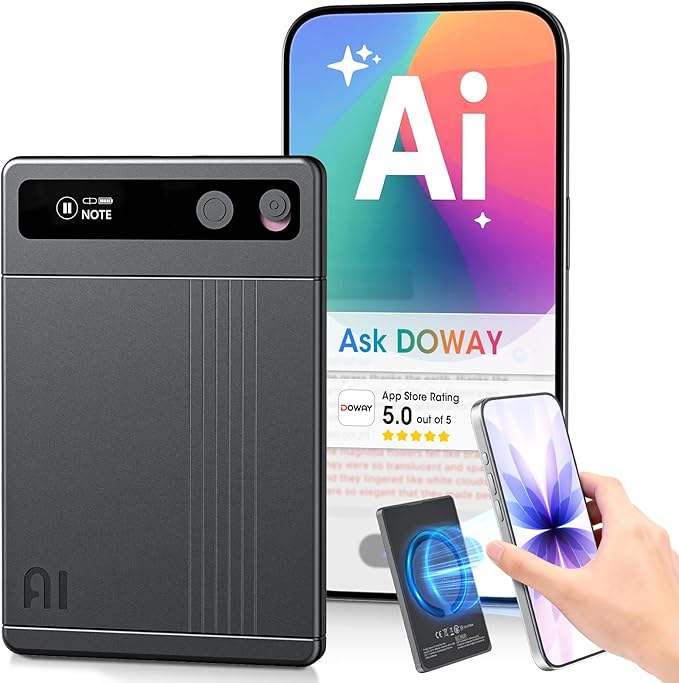 AI Voice Recorder - AI Note Taking Device with Transcribe & Summarize, Support 118 Languages, 64GB APP Control, AI Noise Cancellation, Clear Audio Recorder for Lectures, Meetings, Calls