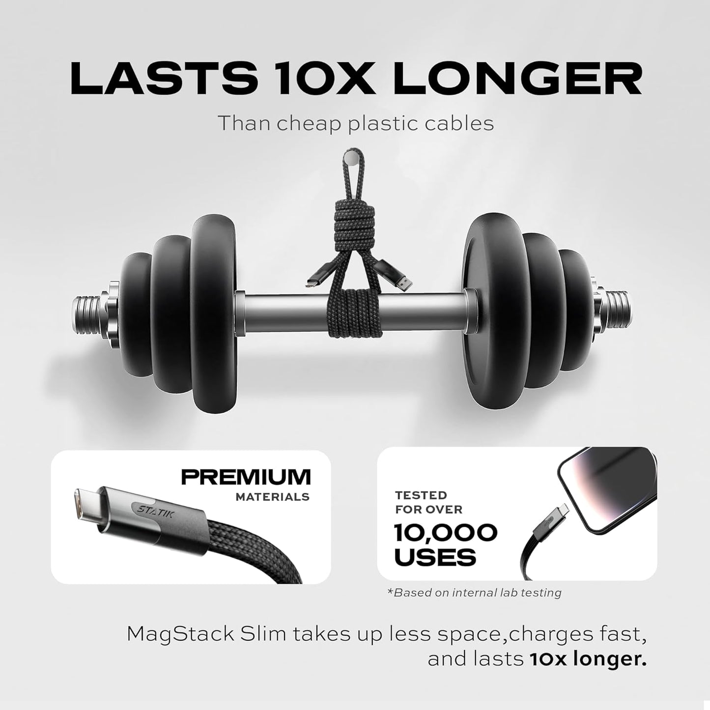 Statik MagStack USB to USB C Cable, Magnetic Anti Tangle Flat A to Type C Charger Fast Charging Cord, Magnetic Charging Cable, Compatible with iPhone 16 Pro Max, Galaxy S24 Ultra, 27W 3FT/1M, 3-Pack